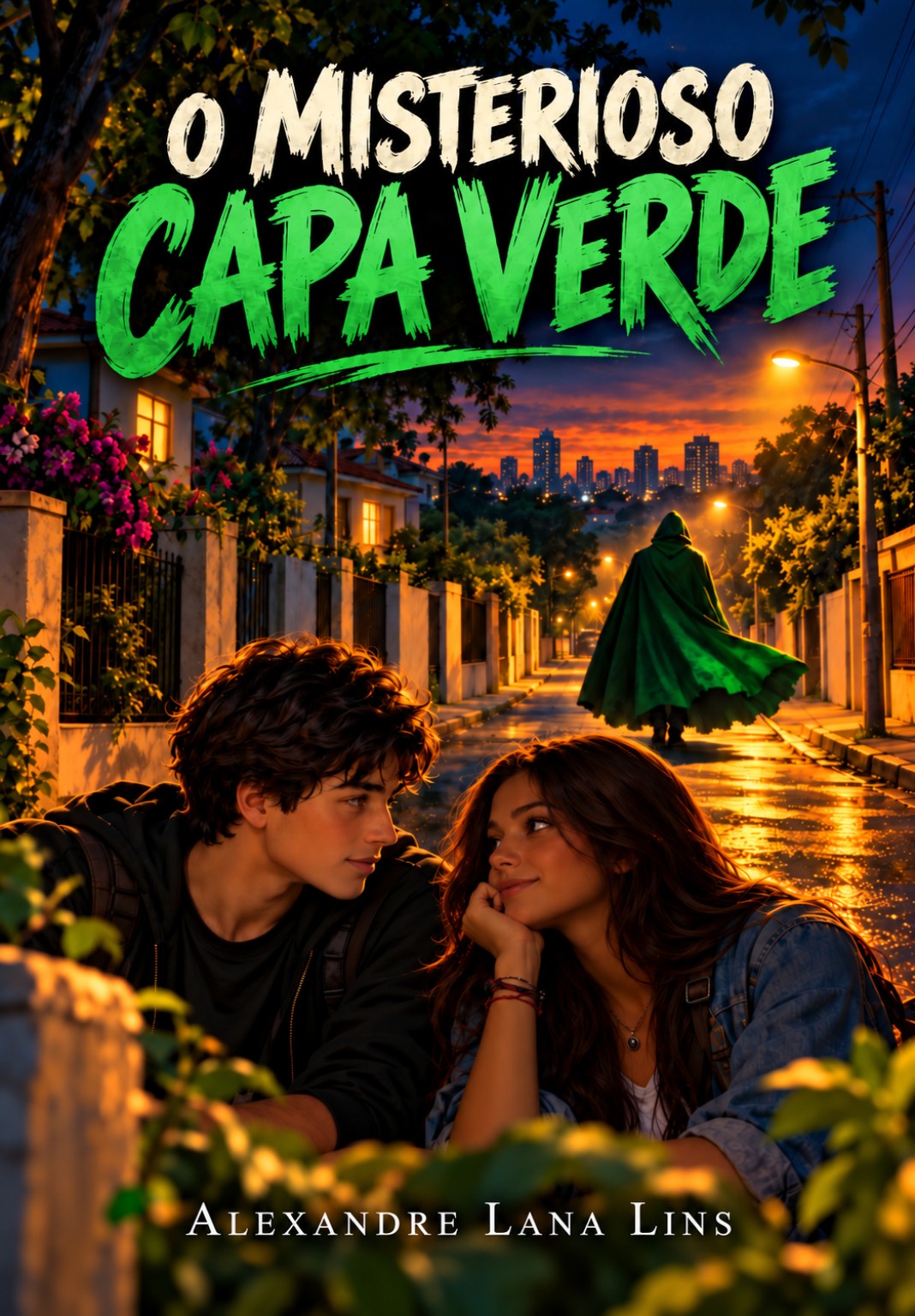 Capa original do livro O Misterioso Capa Verde de Alexandre Lana Lins